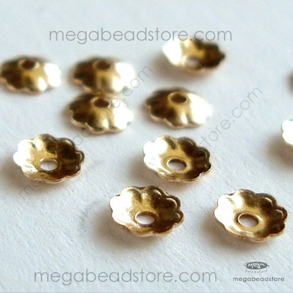 thumbnail image 2 of Platinum 1000pc Silver Plated Brass Bead Caps – 3x1mm, Ribbed, Fits 2-4mm Beads 2 of 4