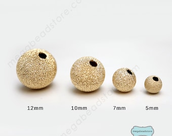 5mm, 7mm, 10mm, 12mm Stardust 14k Gold Filled GF Beads Sand Blast B39GFSD