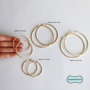 14K Gold Filled Hoop Earrings 40mm, 50mm F23GF image 3