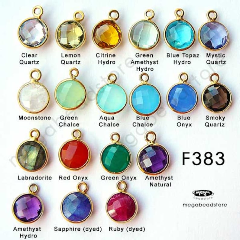 Gold bezel Pendant Charm F383 Dyed 4 pcs 8mm Red Ruby