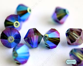 Vintage Swarovski 5301, 6mm Aurore Boreale 2X (AB 2X) Crystal Beads, Discontinued Austrian Crystals, New Old Stock, Jewelry Making