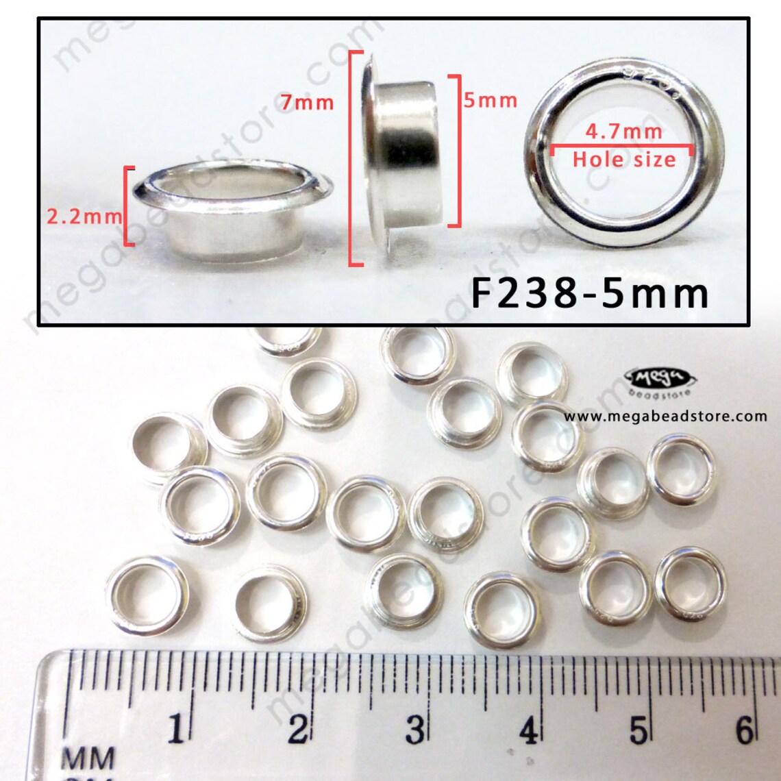 50 Pcs Marked 925 Sterling Silver Grommet Eyelet Rivets Fit | Etsy