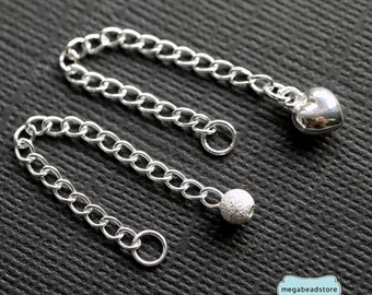 1pc 925 Sterling Silver Necklace/Bracelet Extension Chain with Ball End 