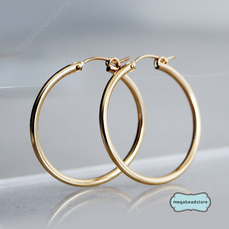 14K Gold Filled Hoop Earrings 40mm, 50mm F23GF image 4
