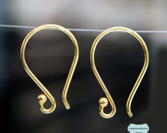 Gold Plated Sterling Silver Earwires Thick Wire 20 Gauge F19V