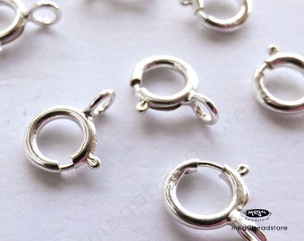 20 pieces 5.5mm Spring Clasp 925 Sterling Silver Round Trigger Clasps F286