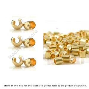 14K Gold Filled 2mm Crimp Bead (25 pcs) and 3mm Cover (25 pcs) Mix