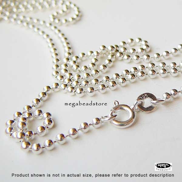 24 inch 2mm Bead Chain 925 Sterling Silver Ball Chain Necklace Etsy