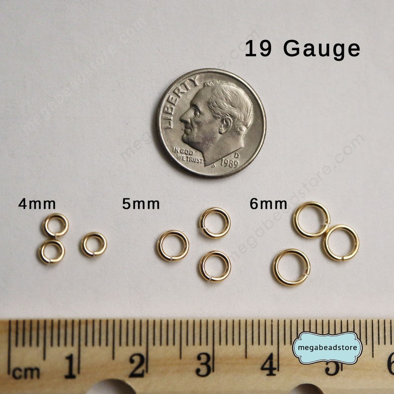 4mm, 5mm, 6mm 19 Gauge 14K Gold Filled GF Jump Rings Open F29GF image 5