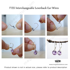 Interchangeable Lever Back Ear Wire 925 Sterling Silver, 14k Gold Filled F135 image 5