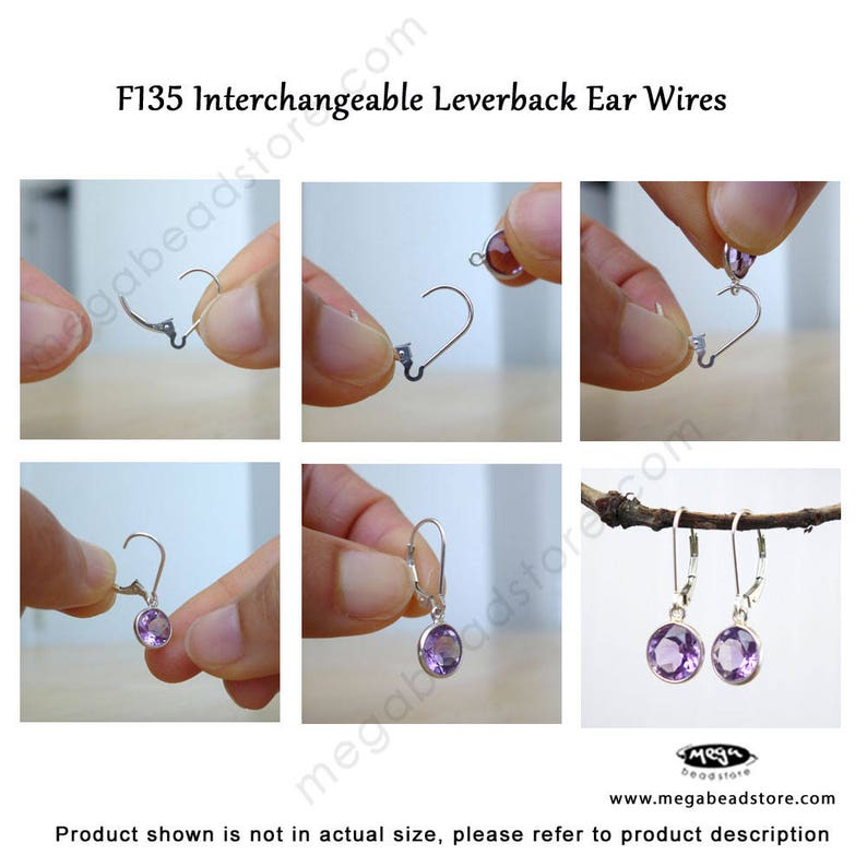 Interchangeable Lever Back Ear Wire 925 Sterling Silver, 14k Gold Filled F135 image 5