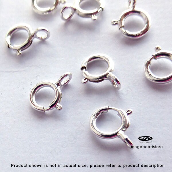 20 pcs 5mm Spring Clasp 925 Sterling Silver Round Trigger Clasps F286