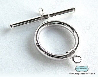 Large 15mm Toggle Bright 925 Sterling Silver Clasp T129
