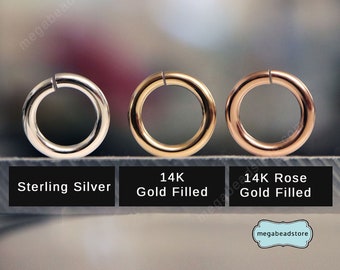 10mm 14 Gauge Thick Sterling Silver, 14K Gold Filled, Rose Gold Filled Jump Rings F29