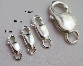 8mm, 10mm, 12mm, 16mm Trigger Clasps 925 Sterling Silver Lobster Clasp F303