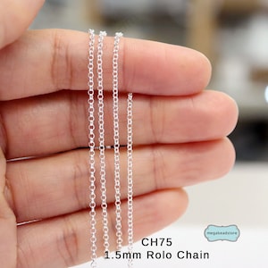 1.5mm 2.4mm Rolo Chain Loose 925 Sterling Silver CH6 Ch75