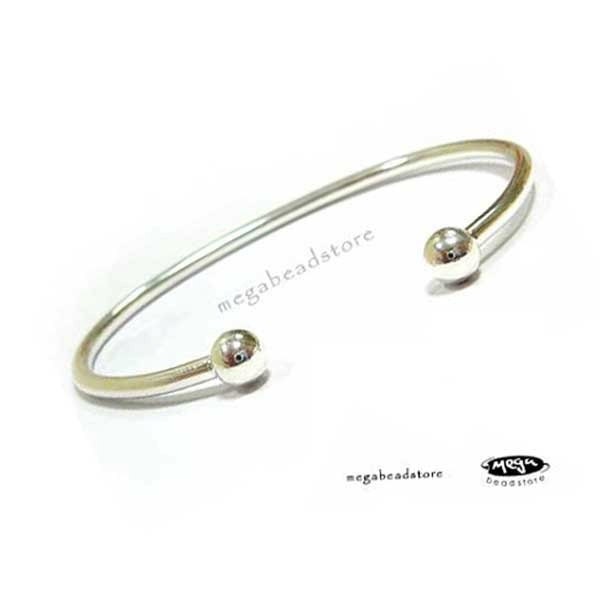 6.5 inches Bangle Bracelet 925 Sterling Silver Screw Ball End Cap