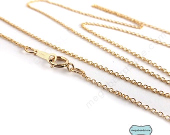 16" 18" 20" Dainty 1.1mm Cable Chain 14K Gold Filled or Rose Gold Filled Necklace FC24