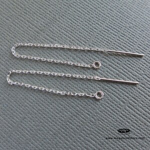 80mm 3.15 Long 925 Sterling Silver Ear thread Earring Wire F213 image 4