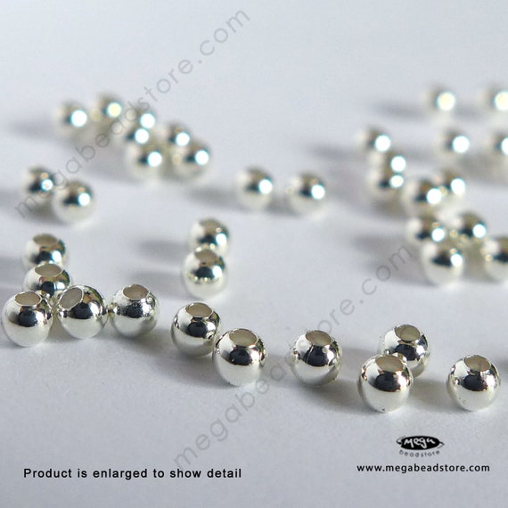 12mm (2.5mm hole) Sterling Silver Beads- 1 pc-B39-12