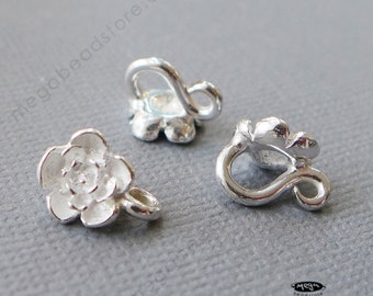 8mm Flower Rose Bail 925 Sterling Silver Pendant Charm Holder F198