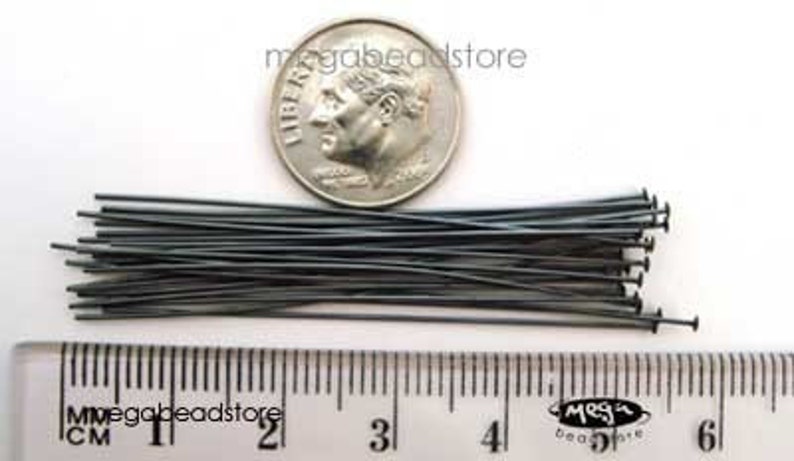 25 pcs Patina Dark Oxidized Sterling Silver Head Pins 24 or 22 gauge 2 inches F42Z