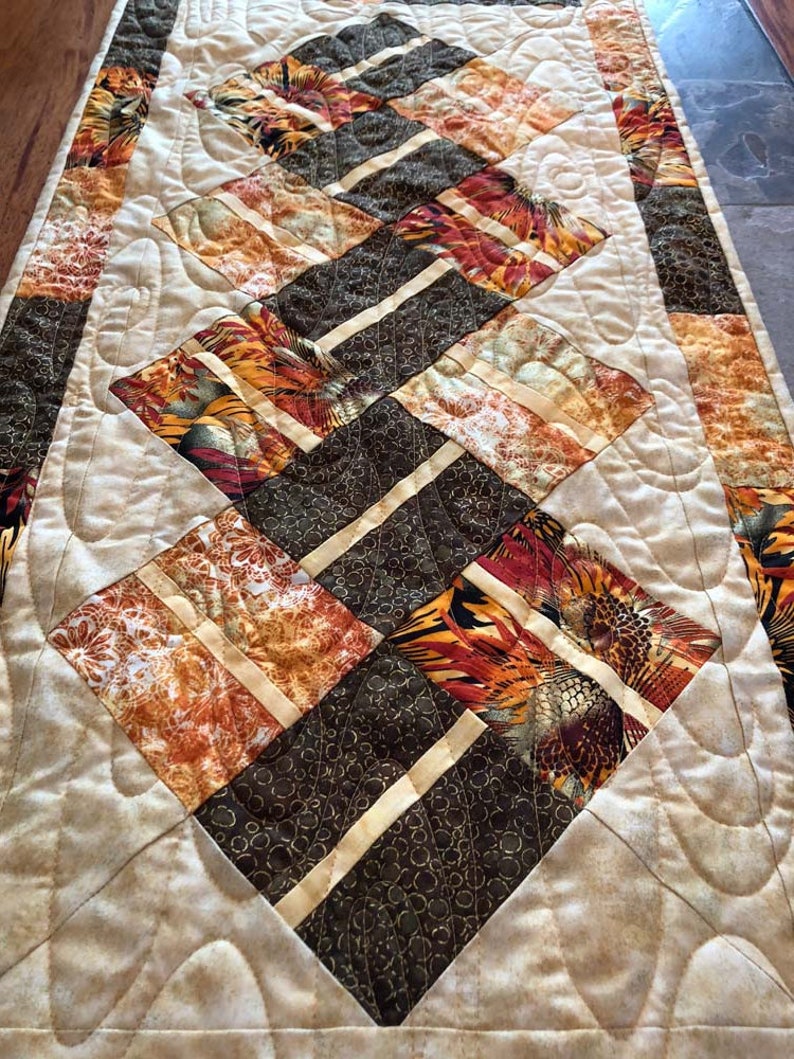 Quiltsy Handmade 18.5 inches x 36.5 inches Fall Quilted Table Runner