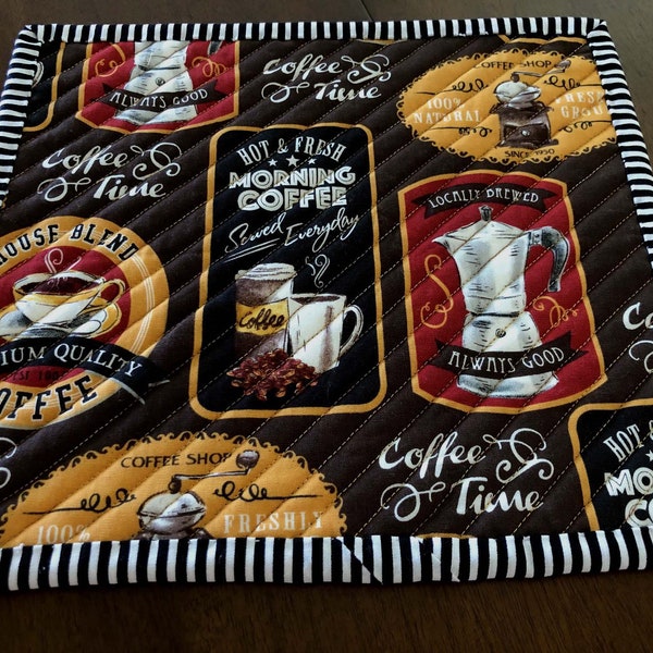 Morning  Coffee Quilted Mug Rugs - Set of 2, size Large