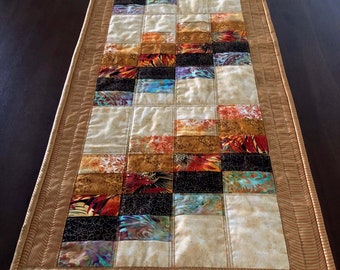 Quilted Table Runner - 16 inches x 39.5 inches - Fall, Autumn, Floral, Quiltsy Handmade