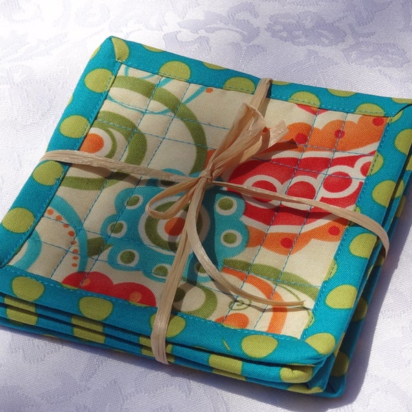 Quilted Modern Coasters - Summertime Fresh - Set of 4