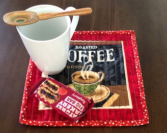Roasted Morning Coffee Quilted Mug Rugs - Set of 2, size Large