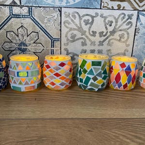 Mosaic Glass Candle Holders