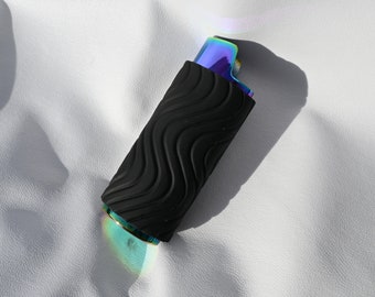 Black Pattern Polymer Clay Lighter Case