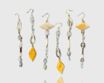 Mookite tourmaline/mismatched earrings/single earring/choose your pair/natural stone earrings/semi precious jewelry/labradorite earrings