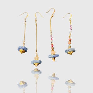 Kyanite Sapphire Mismatched Earrings: Dangle Drop Party Jewelry