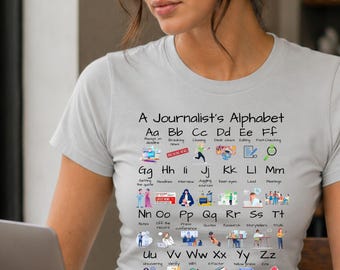 Journalist Alphabet T-Shirt, Journalism Student Gift, Reporter Shirt, Newsroom Tee, Journalism Graduation