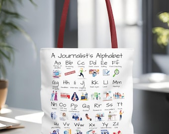 Journalist Alphabet Tote Bag: News Reporter Gift
