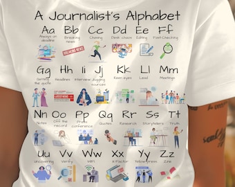 Journalist Alphabet T-Shirt, Journalist Tee, Reporter Shirt, Gift for Journalist, Gift for Reporter, Journalism