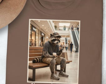 Funny Husband Waiting Shirt Mall Humor Tee Boyfriend Gift for Him Shopping Trip Shirt Mens Raccoon Graphic Tee
