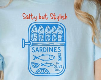 Cobalt Blue Sardine Tin T-Shirt: Garment-Dyed Comfort Colors Tee