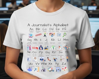 Journalist Alphabet Shirt Comfort Colors, Journalism Shirt Women, Reporter Gift, Newsroom Shirt, Writer Tee, Editor Gift, Journalism Student