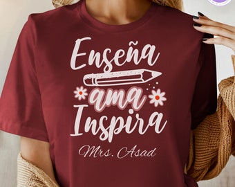 Personalized Teacher Shirt Name Custom Gift for Teacher Spanish Teacher Appreciation Back to School Cute Teacher Outfit