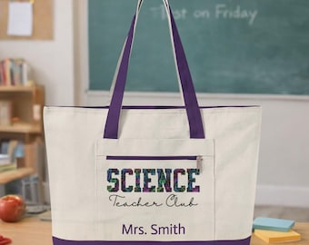 Bolso de mano personalizado para profesor/a, regalo para profesor/a de ciencias, regalo de agradecimiento para profesores, bolso de mano con cremallera para profesores, regalo de vuelta al cole para profesores.