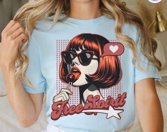 Retro Free Spirit Redhead Girl Lollipop Unisex Garment-Dyed T-shirt
