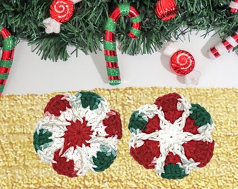 Crochet Christmas Car Coaster, Stocking Stuffer, Mug Rug, Flower Coaster, Cup Coaster, Christmas crochet coaster, Teacher gift, Present