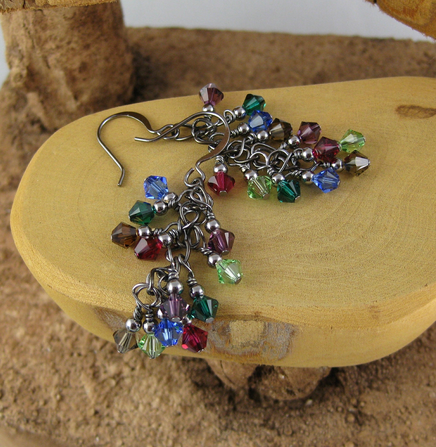 Jewels multicolor jewel tone gunmetal finish Swarovski Crystal Etsy