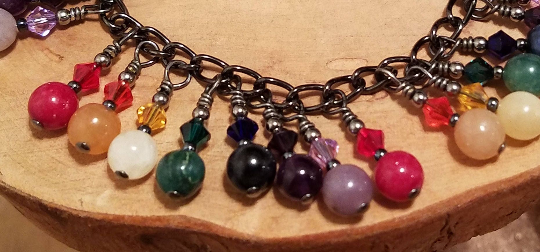 Rainbow gemstone and Swarovski crystal seven colors adjustable | Etsy