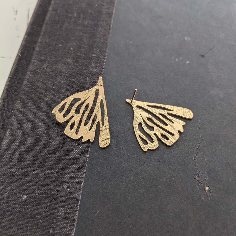 Edge of the Earth Gold Plated Brass Etched Hand Cut Earrings image 4