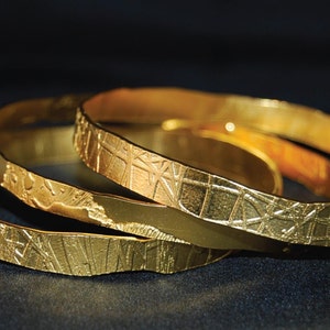 Aleda Hand Etched Gold Plated Brass Bangle 1 single bangle image 8