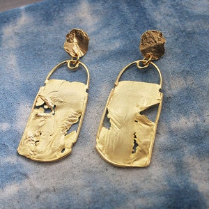 Two Clouds Above Nine Large Reticulated Rectangular earrings image 3